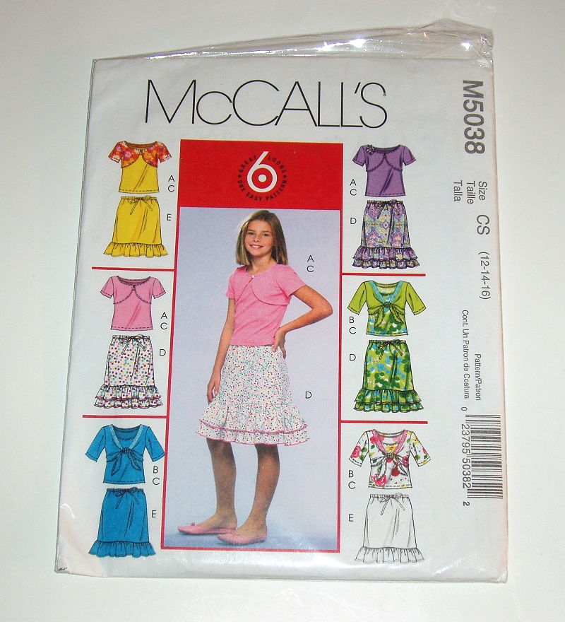 McCall's M5038 Girls' Dress and Top Sewing Pattern Sz 12-16
