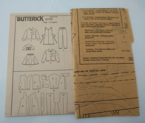 Butterick 5170 Girls Jacket, Jumper, Pants, Skirt & Hat Sewing Pattern (Sizes 7–10)