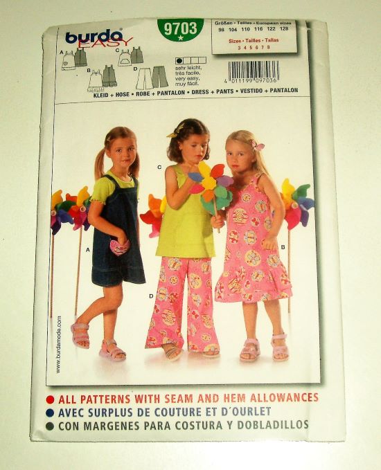 Burda 9703 Girl’s Summer Wardrobe Sewing Pattern Sizes 3–8