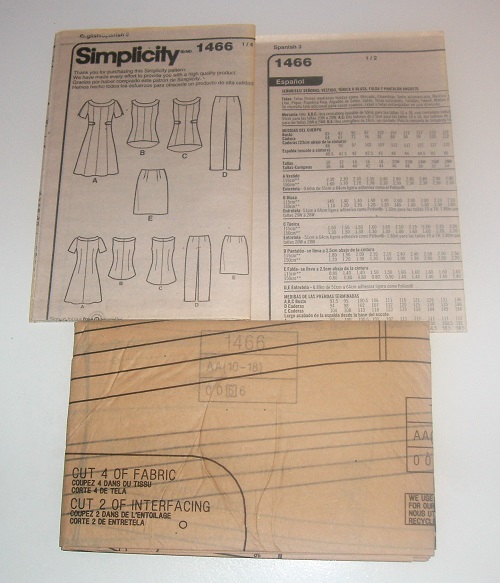 Simplicity 1466 Sewing Pattern Dress, Tunic, Top & Slim Skirt/Pants Sz 10-18