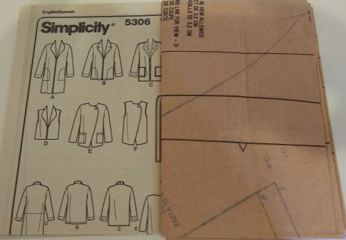 Simplicity 5306 Misses’ Coats, Jackets & Vests Pattern Fall/Winter Layering Must-Have