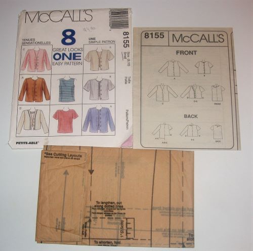 McCall’s 8155 Sewing Pattern Misses Top & Jacket Sizes 8-10