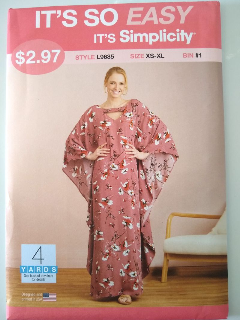 Simplicity L9685 It’s So Easy Misses Caftan Sewing Pattern – XS–XL – 2022