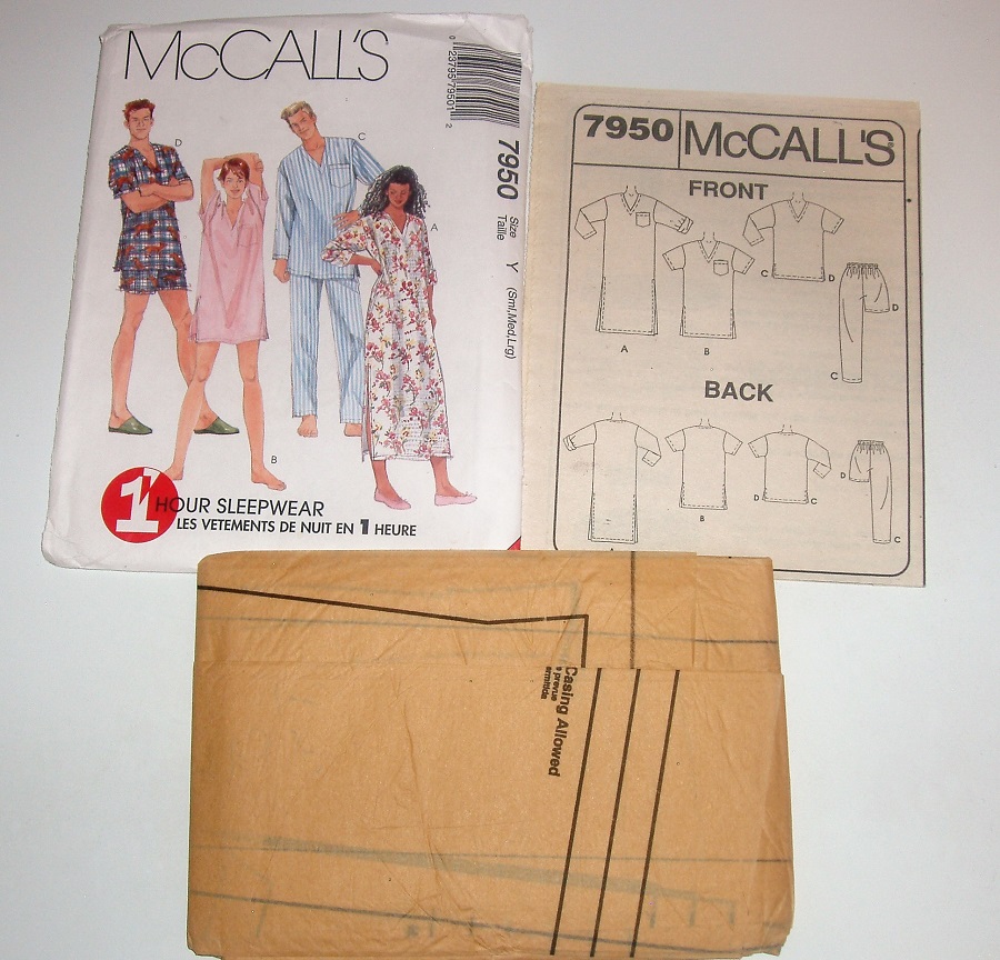 McCall's 7950 Sewing Pattern Unisex 1-Hour Sleepwear Sizes XL-XXL