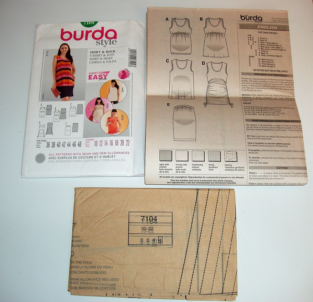 Burda 7104 Maternity T-Shirt & Skirt Sewing Pattern Sizes 10–22