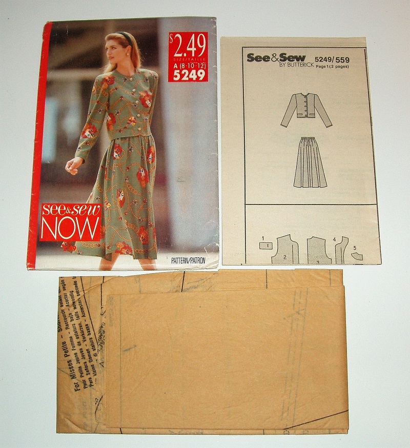 Butterick 5249 Misses/Misses Petite Top & Skirt Sewing Pattern – Sizes 8–12 – 1990
