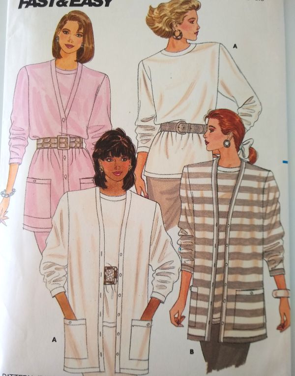 Butterick 5737 Misses Cardigan & Pullover Top Sewing Pattern (Petite–Medium, 1987)