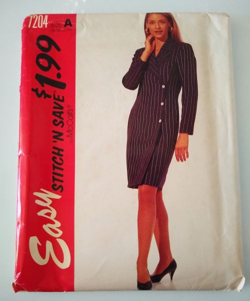 McCall’s 7204 Misses’ Coat Dress Sewing Pattern Sizes 8–14 1994 Easy Stitch ’N Save