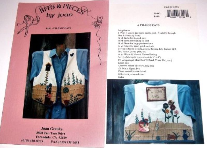Bits & Pieces Pile Of Cats Applique Pattern #143 by Joan Grenke
