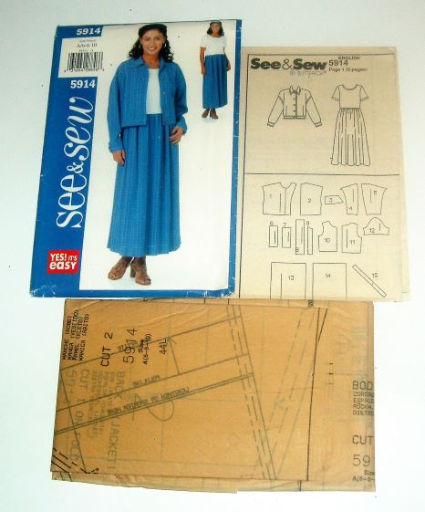 Easy See & Sew Butterick 5914 Sewing Pattern Misses Dress & Jacket Sizes 6–10