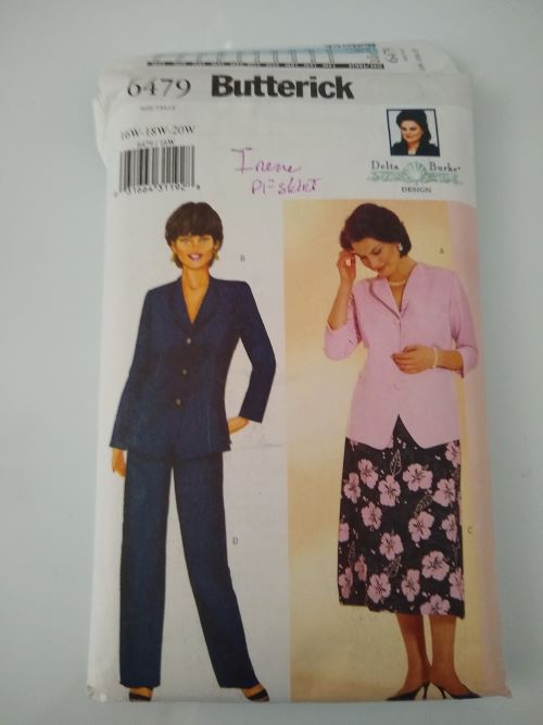 Butterick 6479 Delta Burke Top, Skirt & Pants Pattern (Sz 16W–20W, 2000)