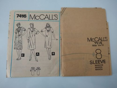 McCall’s 7416 Misses Pullover Dress Sewing Pattern (1981) – Size 12