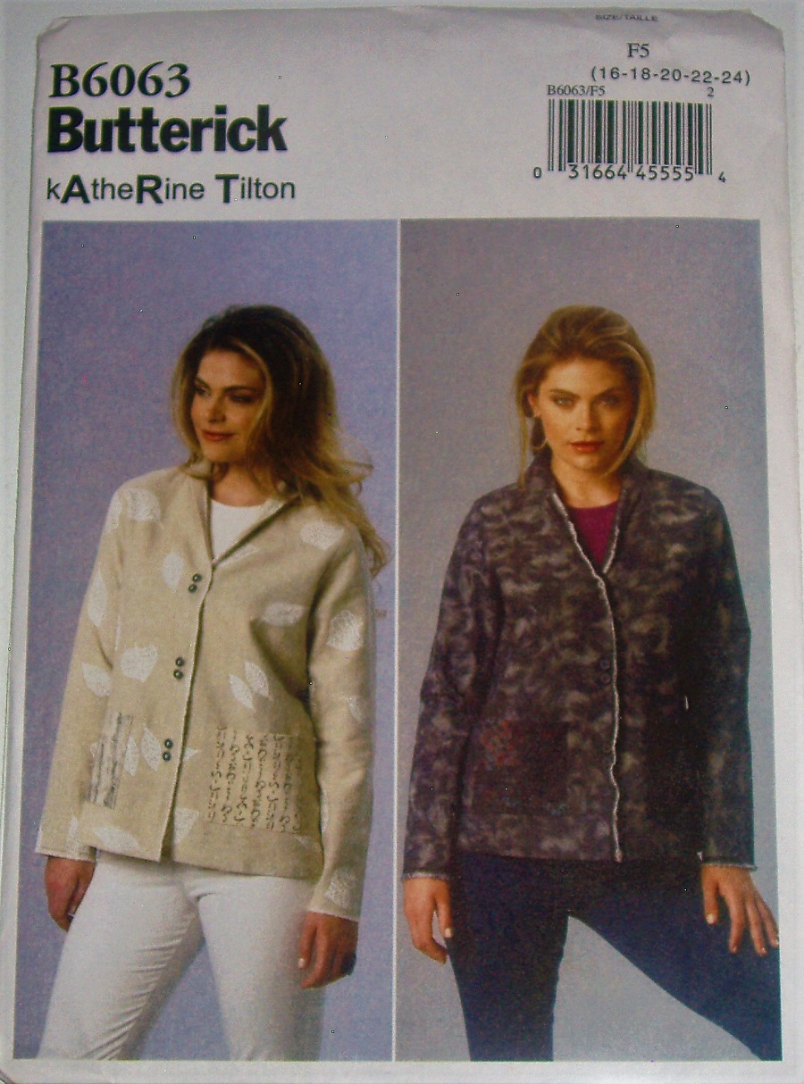 Butterick B6063 Sewing Pattern Misses loose-fitting Jacket Sz 16-24