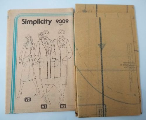 Simplicity 9309 Misses Jacket, Coat & Skirt Sewing Pattern Size 12 Bust 34" (1979)