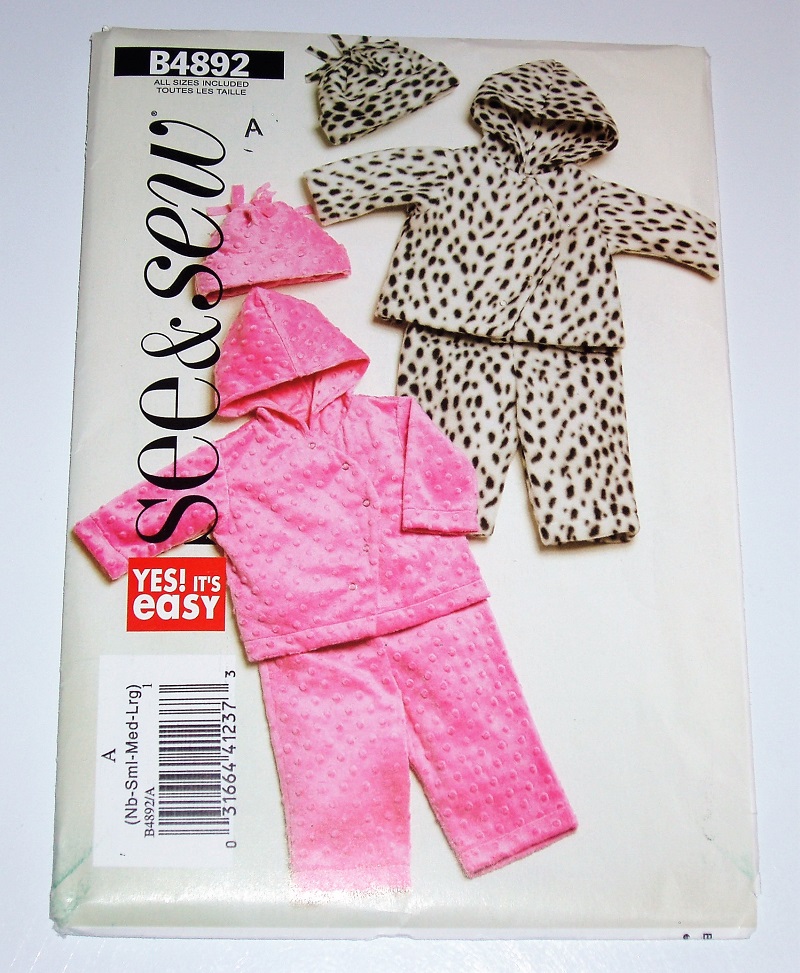 Butterick See & Sew B4892 Infant’s Jacket, Pants & Hat Sewing Pattern – Sizes NB–L – 2006