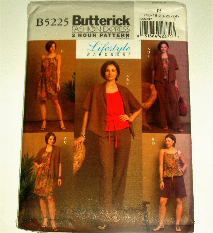 Butterick B5225 Misses Jacket, Dress, Top, Pants & Shorts Pattern Sizes 16–24