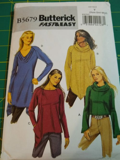 Butterick B5679 Sewing Pattern Misses Winter Pullover Tops Sz XS-M