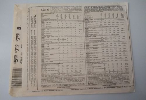 McCall’s 4314 Children’s Knit Summer Playwear Sewing Pattern (1989)