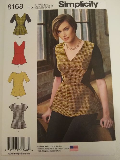 Simplicity 8168 Misses Peplum Top (Sizes 6–14)