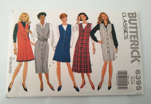 Butterick 6395 Misses Jumper Dress Sewing Pattern XS-M
