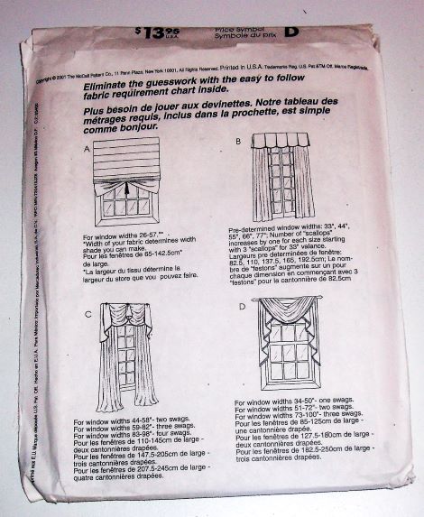 McCall's Home Dec In A Sec M3220 Pattern Curtains & Swags Variations