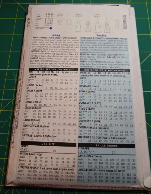 Donna Ricco for Butterick 5878 Formal Jacket & Dress Pattern (Sizes 8–12)
