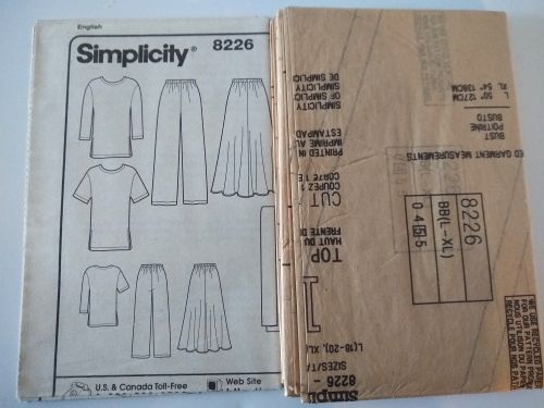 Simplicity 8226 Misses Top, Skirt, Pants & Scarf Sewing Pattern (Sizes L–XL)