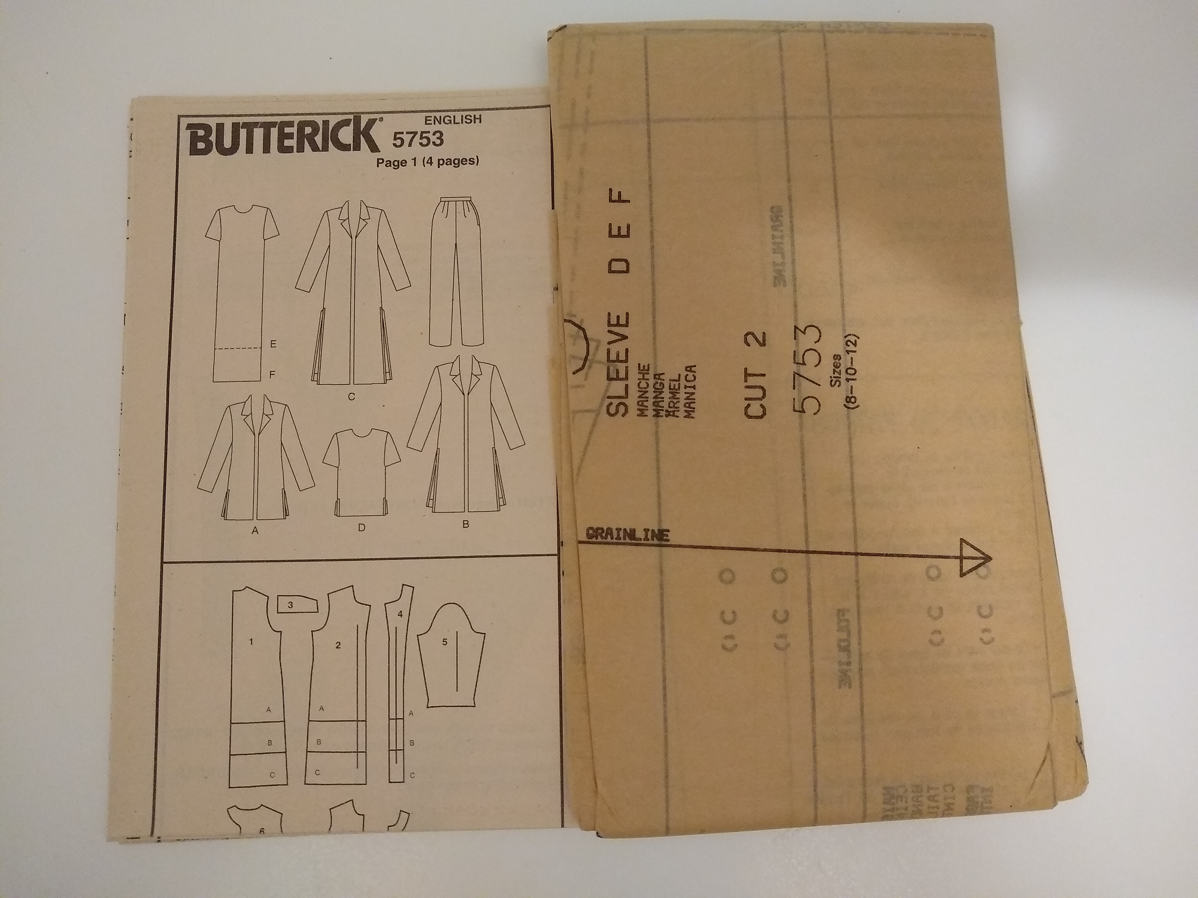 Butterick 5753 Sewing Pattern Misses Jacket, Duster, Dress, Top & Pants (Sizes 8–12)