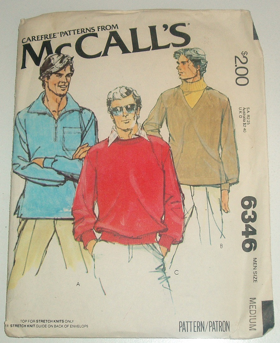 McCall's 6346 Men's Pullover Top Sewing Pattern Size Medium