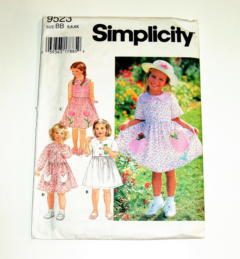 Simplicity 9523 Girl’s Dress Sewing Pattern Sizes 5–6X (1995)