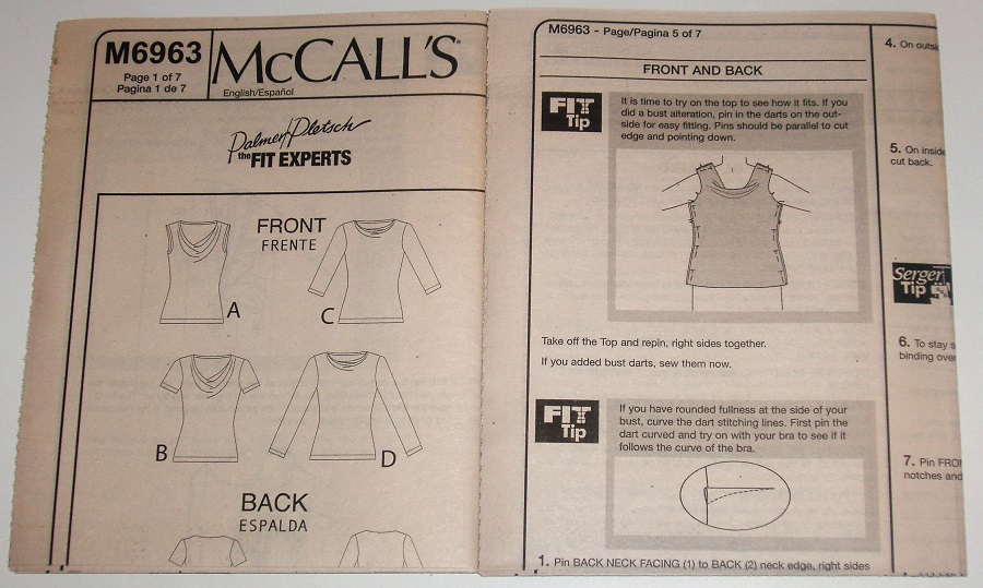 McCall's M6963 Sewing Pattern Misses Pullover Knit Tops Sizes 16-24