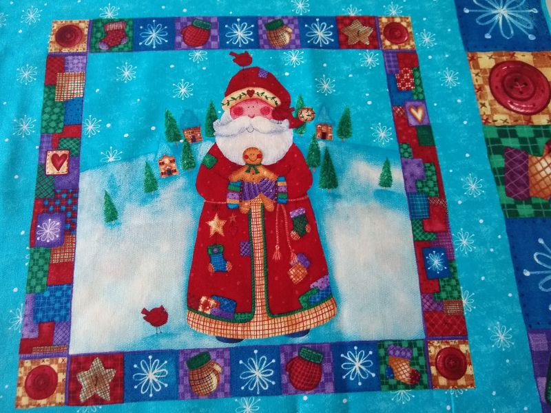 Christmas Throw Pillow Panel – Santa & Snowman Variations – Set of 4 Panels – 14" x 14"