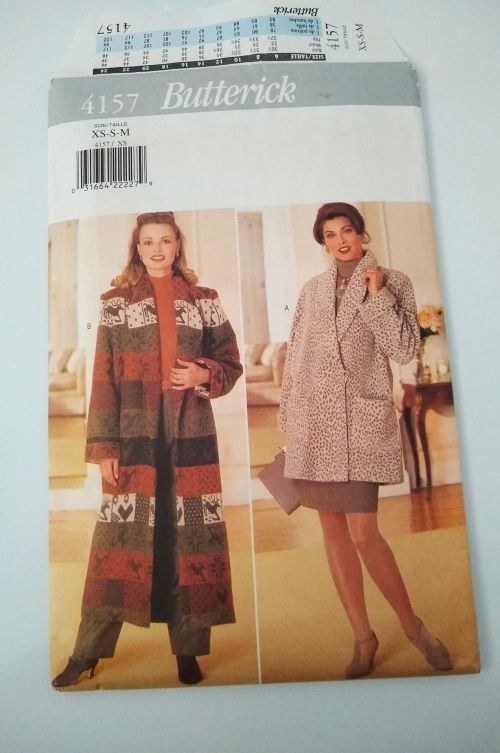 Vtg 1995 Butterick 4157 Misses Loose-Fit Coat & Jacket Sewing Pattern XS-M