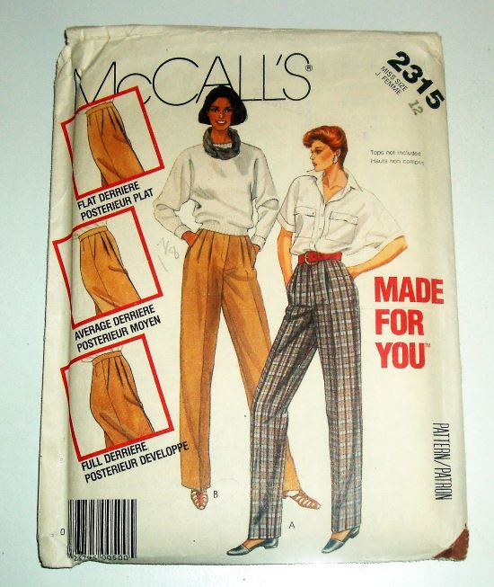 McCall’s 2315 Misses Pants Sewing Pattern Cut Complete Size 12 (1985)