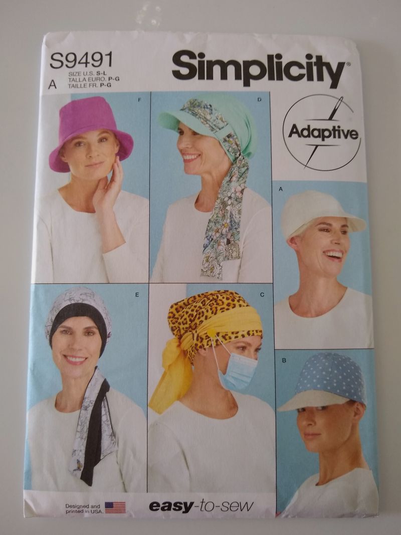 Simplicity S9491 Misses Adaptive Chemotherapy Headwear Sewing Pattern Sz S-L