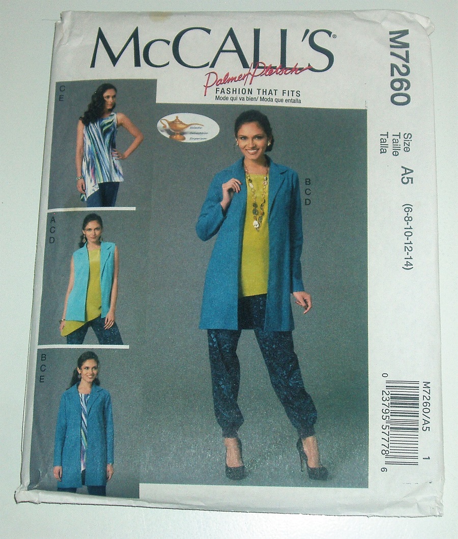 McCall’s M7260 Palmer/Pletsch “Fashion That Fits” Pattern Sz 6–14 Misses Vest, Jacket, Top & Pants