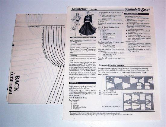 Vintage Stretch & Sew 1507 Misses Weekender Dress Sewing Pattern (1983) Bust 30"-46"