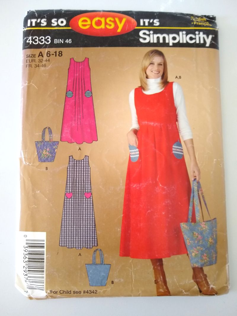 Simplicity 4333 Easy Jumper & Handbag Sewing Pattern Sizes 6–18 (2005)