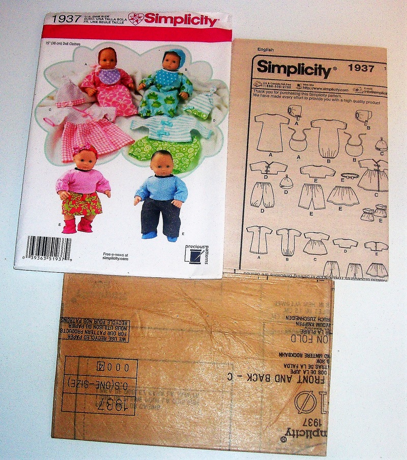 Simplicity 1937 Doll Clothes Sewing Pattern – 15" Doll Wardrobe