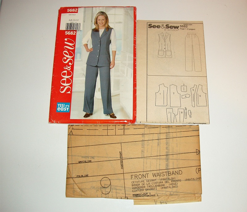 Butterick 5682 Misses/Misses Petite Vest & Pants Sewing Pattern Sizes 8–12 1998