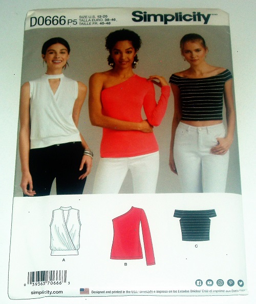 Simplicity D0666 Misses Knit Tops Sewing Pattern – Sizes 4–12 (2017)