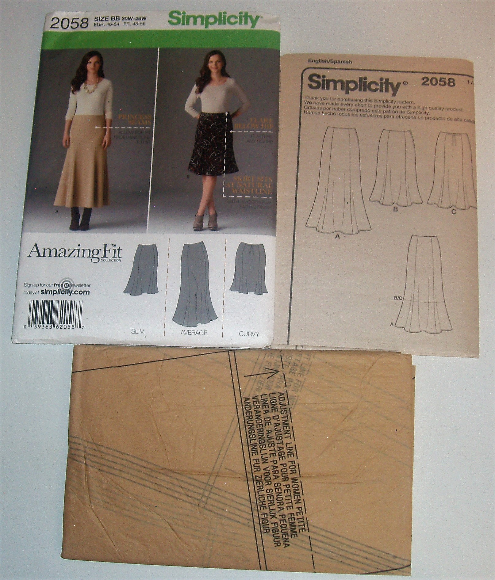 Simplicity 2058 Plus Size Skirt Sewing Pattern – Sizes 20W-28W