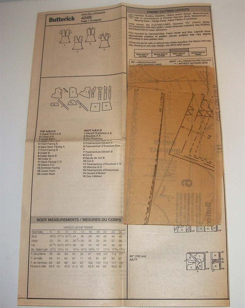 Butterick B4549 Sewing Pattern Misses/Misses Petite Tops Sizes 8-14