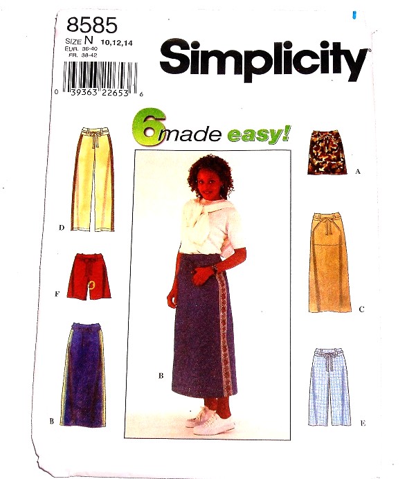 Simplicity 8585 Misses Skirt, Pants & Shorts Sewing Pattern (Sizes 10–14)