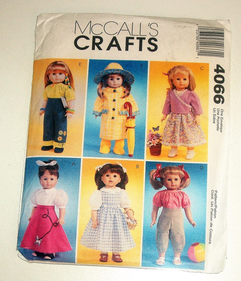 McCall’s 4066 Doll Clothes Wardrobe Sewing Pattern – 18" Dolls – 2003