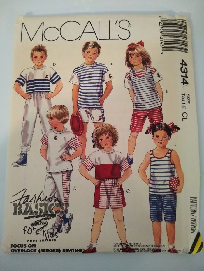 McCall’s 4314 Children’s Knit Summer Playwear Sewing Pattern (1989)