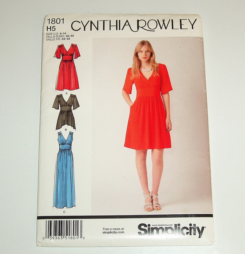 Simplicity 1801 Sewing Pattern Cynthia Rowley Dress & Tunic Sizes 6-14