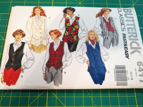 Butterick 6417 Classics Sewing Pattern Misses Lined Vests Sz Xs-Med