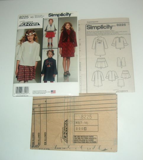 Simplicity 8225 Girls' Dress, Tunic, Skirt & Vest Project Runway Style