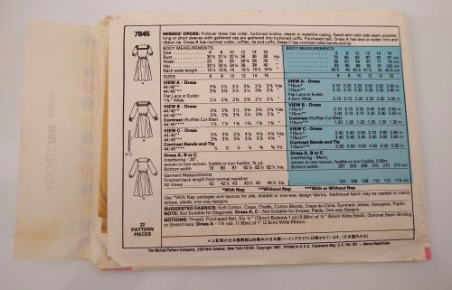 McCalls 7845 Misses/Misses Petite Midi Dress Variations Sewing Pattern Sz 12 Bust 34"